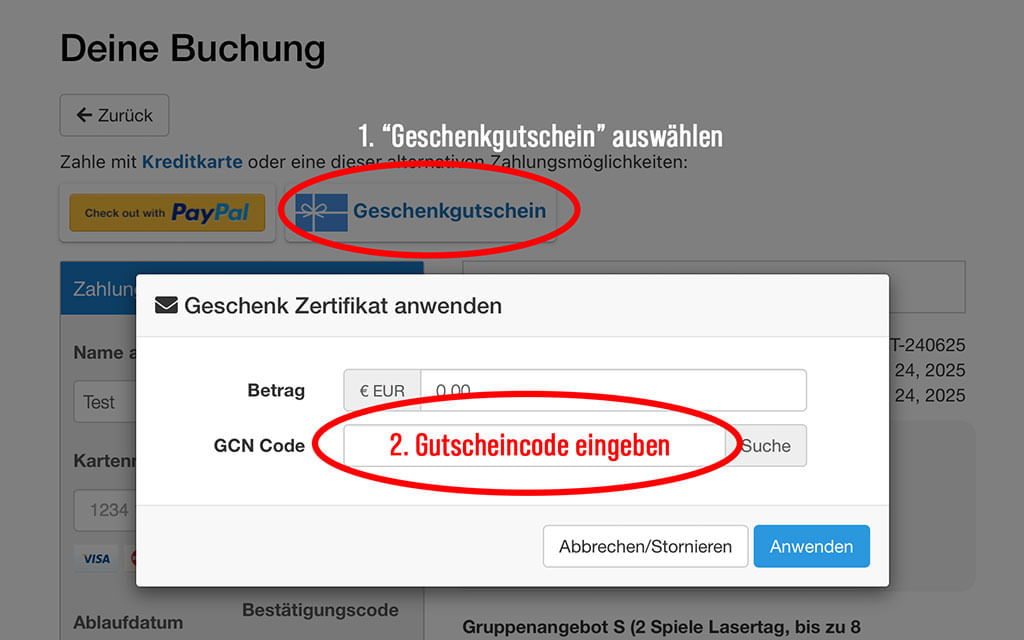 Gutscheincode einlösen