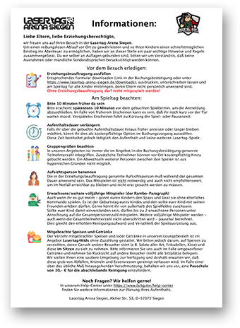 Informationen für Eltern und Erziehungsberechtigte als Vorbereitung auf den Besuch bei uns