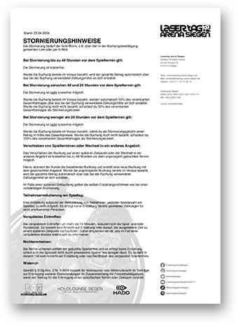 Stornierungshinweise