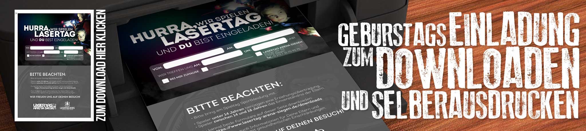 Geburtstagseinladung zum Downloaden und Selberausdrucken